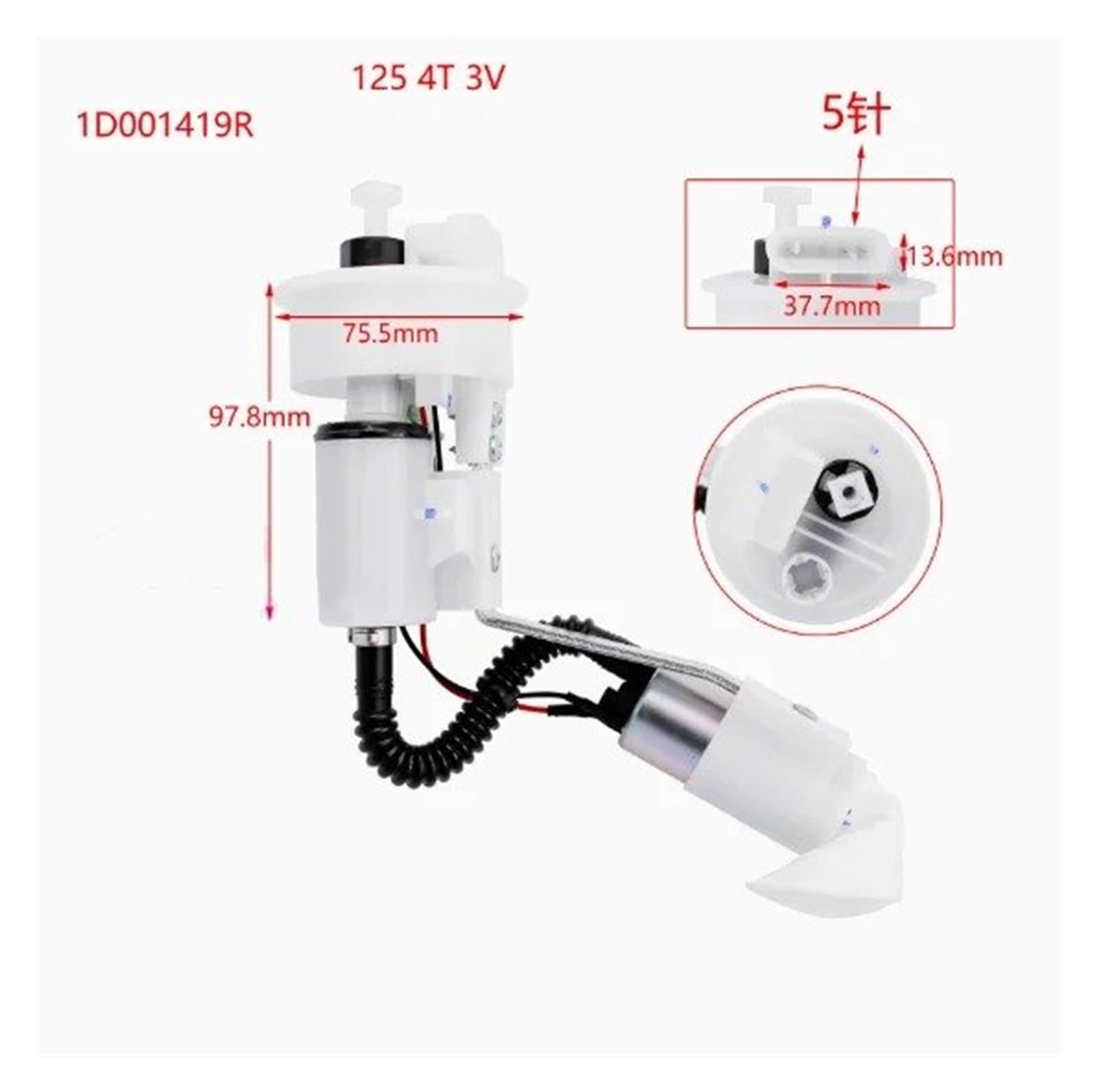 Bomba Gasolina Conjunto Bomba Combustible para Motocicleta Eléctrica para Piaggio para Liberty 125 4T 3V 2008-2023 1D0014191R Combustible Bomba