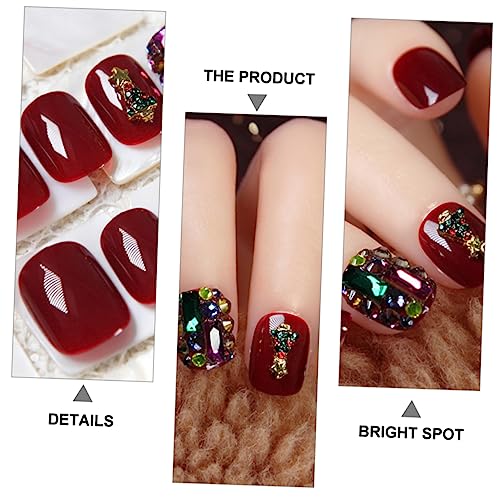 Ipetboom 24 Unidades adesivos natalinos unhas postiças roupa de natal falsa de natal manicure de nat