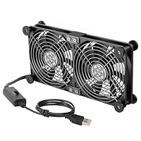 ELUTENG USB Lüfter 140mm 5V 2 in 1 mit 3 Einstellbare Geschwindigkeiten, Doppelt USB Computer Ventilator 140mm PC Lüfter 14mm mit 8 Stoßdämpfenden Füßen für PS5 PS4/Laptop/TV Box/Router