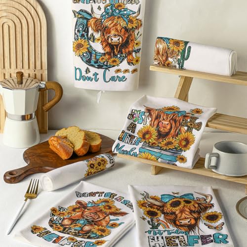 TecUnite-6-Pcs-Highland-Cow-Kitchen-Towels-Set-Funny-Tea-Towels-Cute-Dish-Towels-Western-Highland-Cow-Decorative-Hand-Towel-for-Cleaning-Drying-Wiping-Tasks-Women-Mom-Housewarming-Gifts-Decor 51r7wf6gwXL