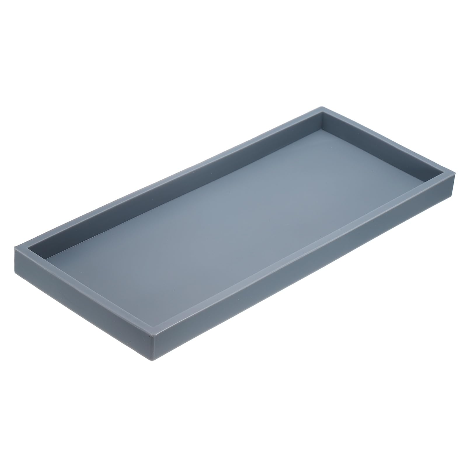 sourcing map Bathroom Vanity Tray, 11.8" x 5" Silicone Soap Dispenser Trays, Shatterproof Kitchen Sink Organizer for Soaps Keys Candle Trinket, Gray โ image 1