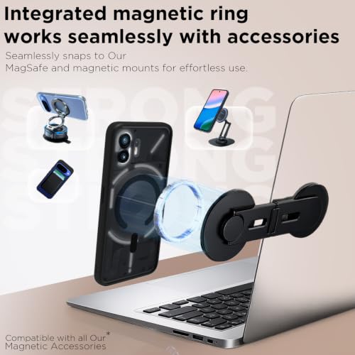 Image of RIGGEAR Shockproof Sleek Hybrid Armor Magnetic Back Cover Case Compatible with MagSafe Accessories for Nothing Phone 2 (Smoke Black Matte PC + Black TPU Bumper)