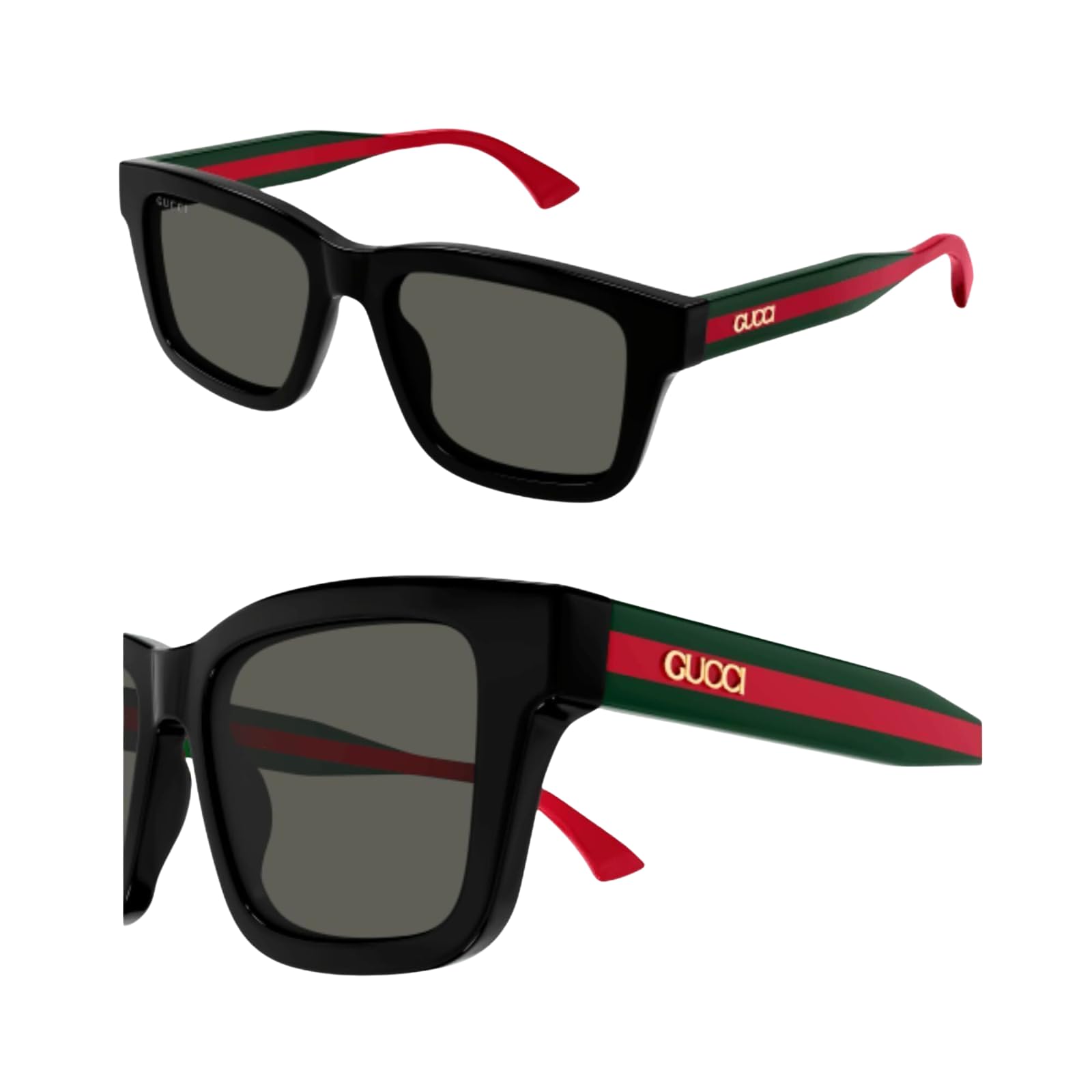 GG1869S Web Stripe & Lettering Logo Square-Shaped Non-Polarized Sunglasses for Men – Incl…