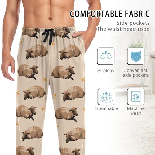 Watercolor Sheep Pjs Sets for Women Men Pajama Set Long Sleeve Pajamas for Women Set 2 Piece withPocket Size XXS-XXL4