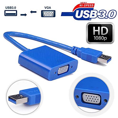 Laptop To Projector Usb 3.0 To Vga Multi-Display Video Convertor External Cable Adapter For Windows 7/8 Blue Ay53-L (531622960873)