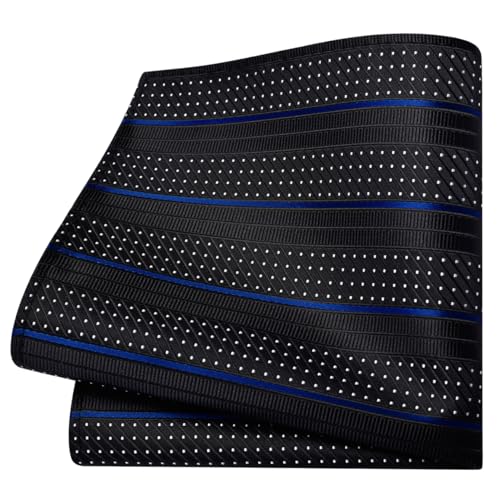 Image of GUSLESON 3.15 inch（8cm） Mens Stripe Tie and Lapel Pin Necktie Hankerchief Cufflinks Set for Men