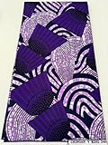 Polyester African Wax Prints Fabrics/Cotton Blend African Wax Abstract Pattern-Purple, White, Dark-Blue, Black, Lilac -Sell by 6 Yards-for Men and Women