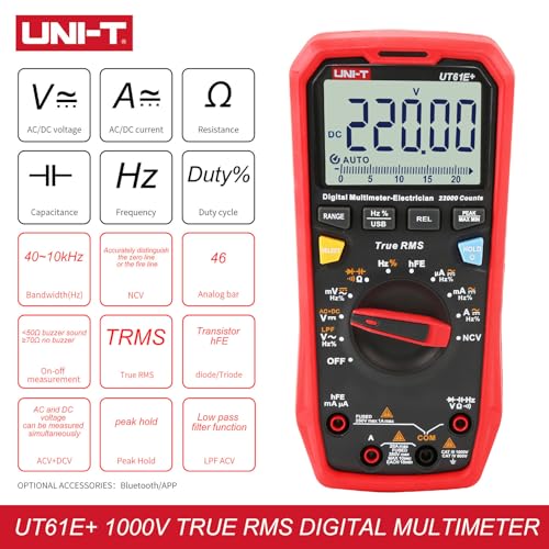 Image of UNI-T UT61E+ 1000V 20A Digital Multimeter 22000 Counts Display NCV hFE Auto Range True RMS AC /DC Voltage Current Resistance Capacitance Tester