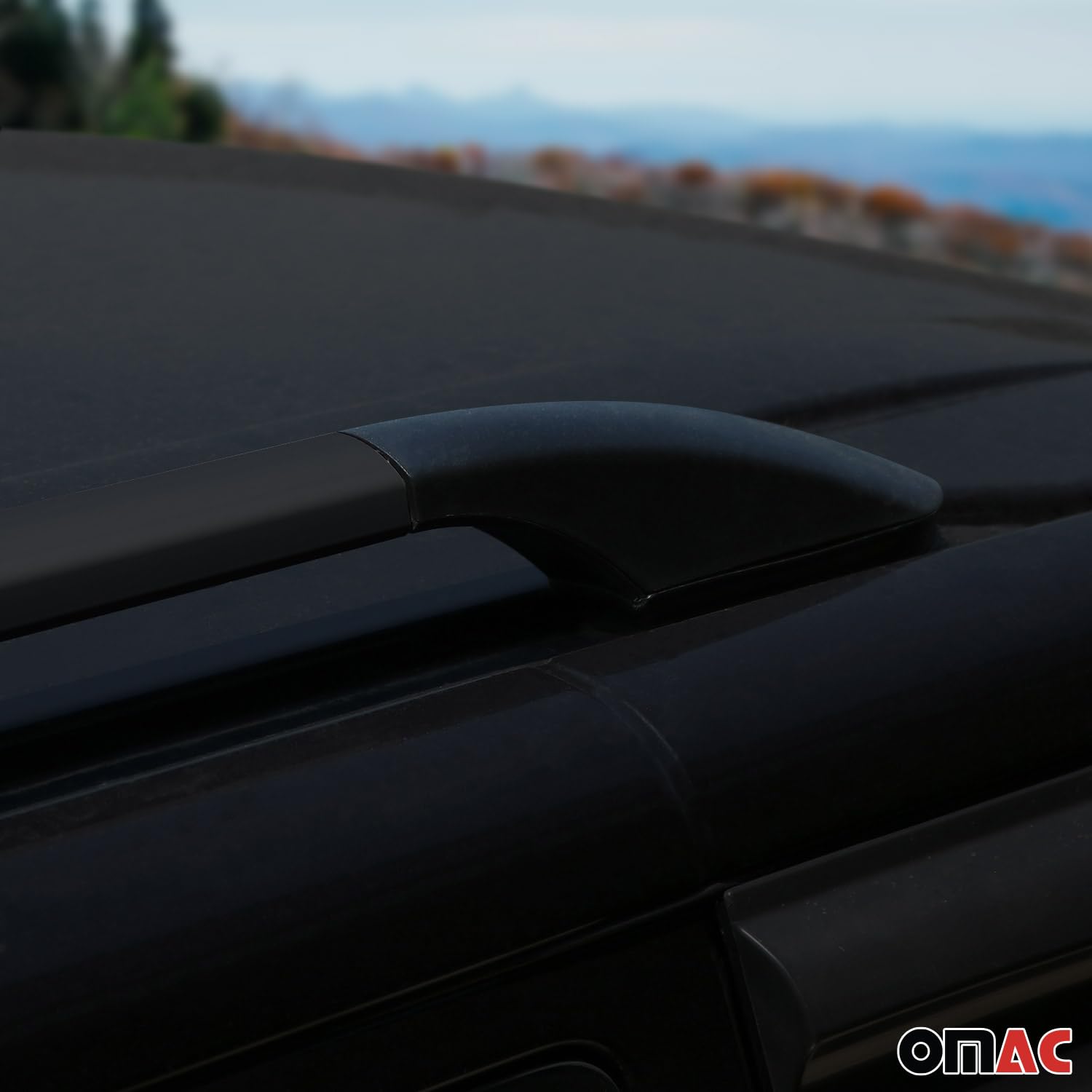 OMAC Barras de Techo Relingträger Compatible con VW T5 T6 Transporter Multivan Caravelle 2003-2024 L1 Kurzer Aluminio Negro 2tlg