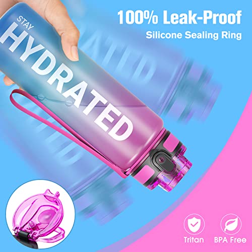 Image of Sahara Sailor Water Bottles, 25oz Motivational Sports Water Bottle with Time Marker - Times to Drink - Tritan, BPA Free, Wide Mouth Leakproof, Fast Flow Technology with Clean Brush (1 Bottle)
