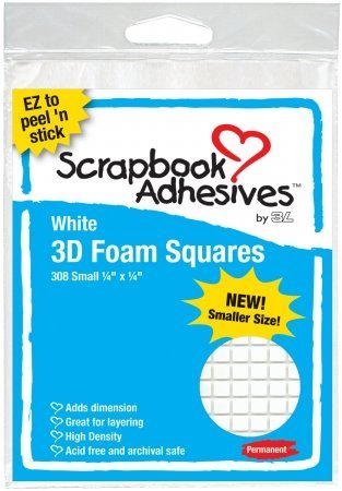 Scrapbook Adhesives 1612 Scrapbook Adhesives 3D Self-Adhesive Foam Squares 308/Pkg - White, .25"X.25"