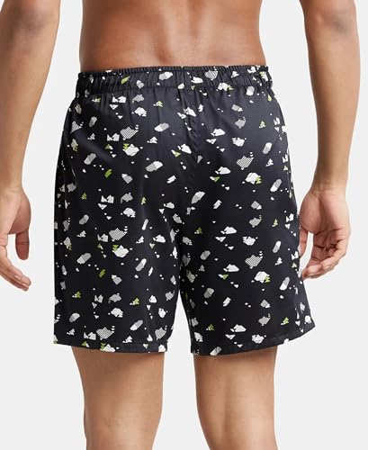 Image of Jockey NY07 Men's Super Combed Cotton Satin Weave Printed Boxer Shorts with Side Pocket