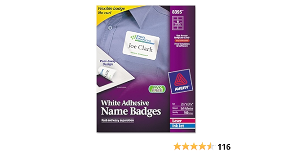 Amazon.com : Avery 8395 Laser/Inkjet Name Badges,2-1/3-Inch ...