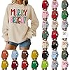 Christmas Shirts for Women Merry and Bright Christmas Pullover Top Crewneck Long Sleeve Xmas Holiday Sweatshirt Tee