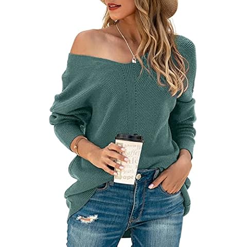 Women's Oversized V-Neck Dolman Sweater Cover