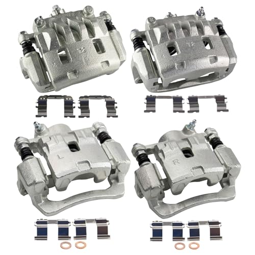 Image of TRQ Front and Rear Brake Caliper Set Zinc Coated Brackets Compatible with 2009-2010 Subaru Forester