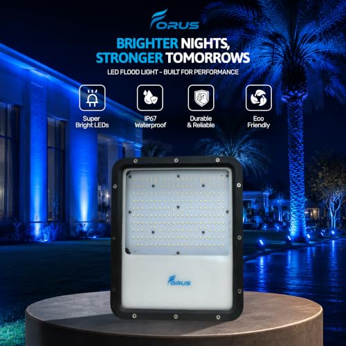 Image of Forus 150W Blue Color Flood Light Outdoor LED Waterproof Decorative Focus Lamp for Home Garden Events Security Terrace Landscape Pathway Building Festival Stage Party Celebration Lighting - 1 Pc
