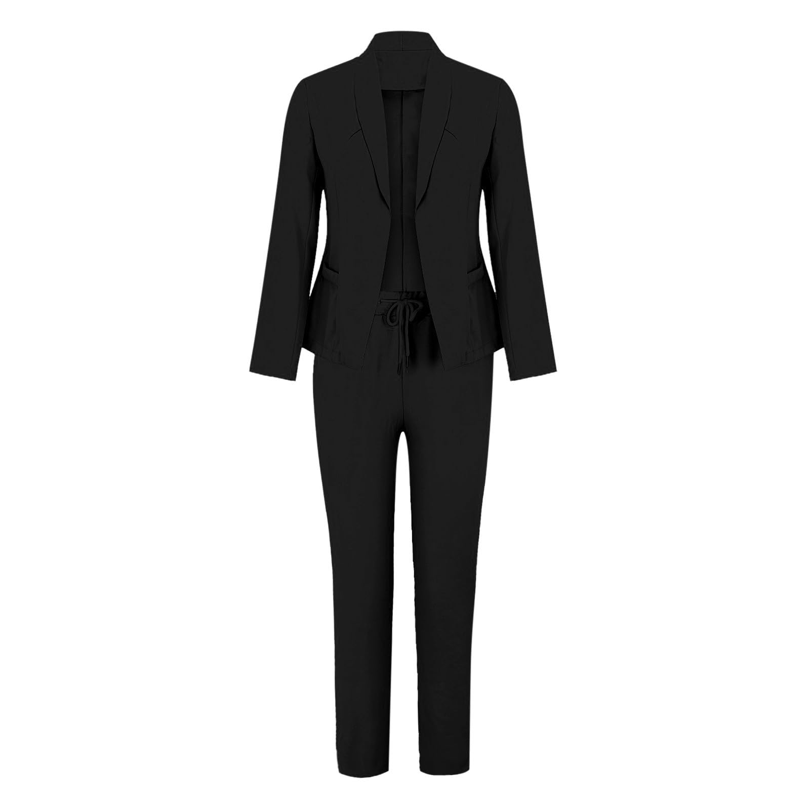 Generisch Damen Hosenanzug Zweiteiler Elegant Business Anzug Set Hochzeitsgast Slimfit Frauen Outfit Sportlich Blazer Hose Festlich Hosenanzüge Casual Büro Große Größen Streetwear Beige S-XXL