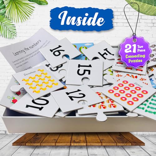 Image of Numbers Jigsaw Puzzle Connecting 2-piece (Set of 21 pcs) for Kids, Childrens and Toddlers - Early Learning Educational Brain Booster with Fun and Engaging - Ages 4+