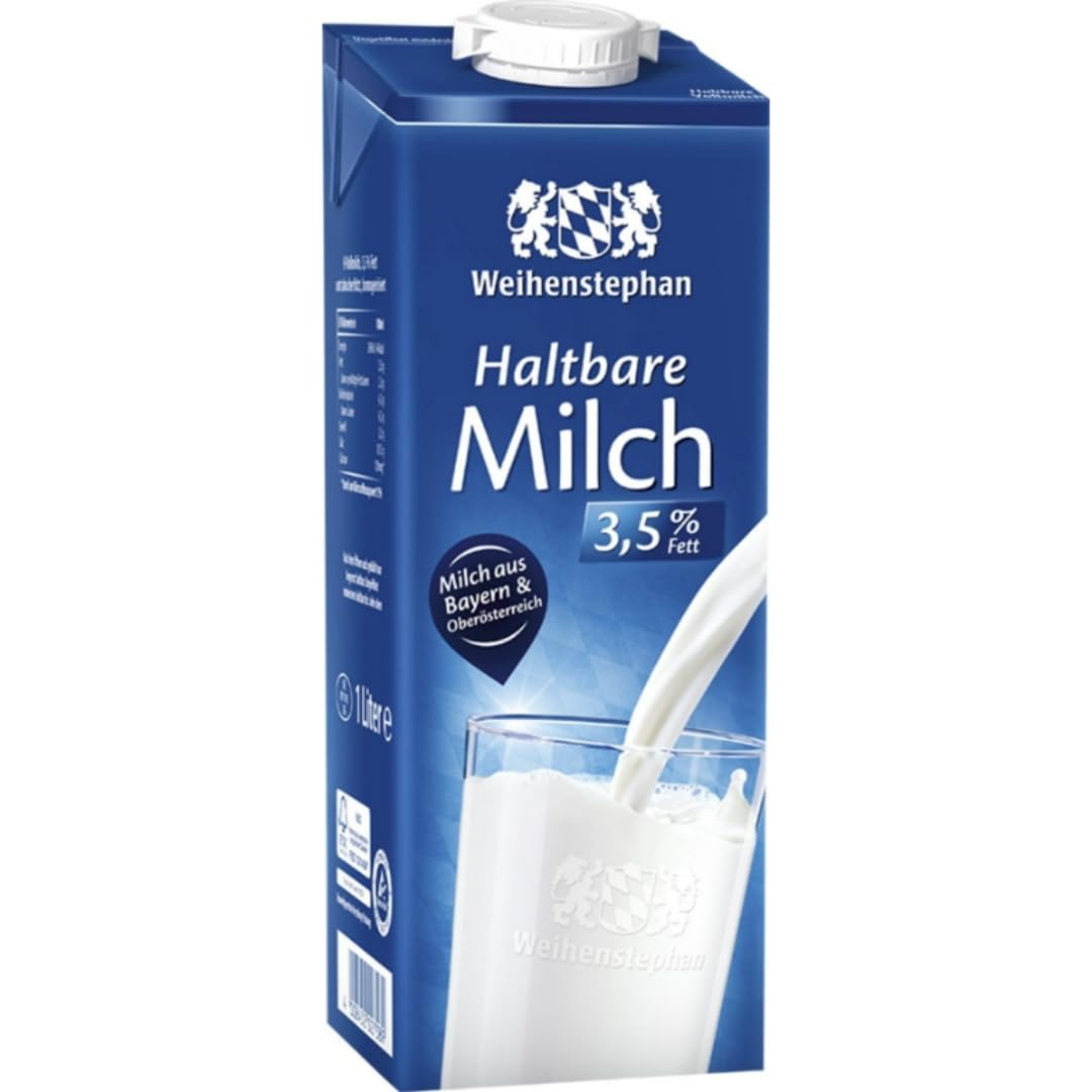 Milch Weihenstephan fettarme H-Milch 3,5% Fett, je 1 Liter, 60 Stück + Pufai