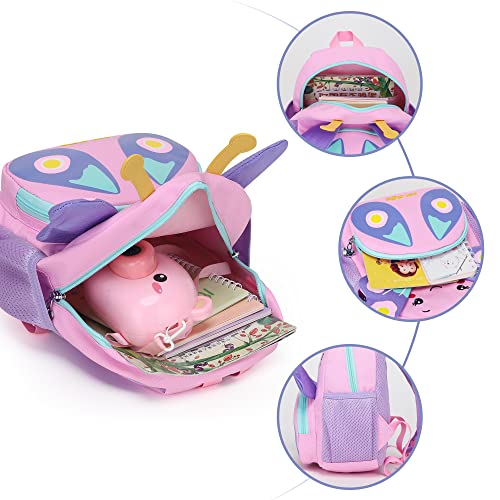 Reqinqin Cute Animal Toddler Backpack，3D Animal Cartoon，Mini Travel Backpack Butterfly Bag For Baby 1-5 Years Girls Personalized Waterproof Bag Kids Backpack（Butterfly） #TOP3