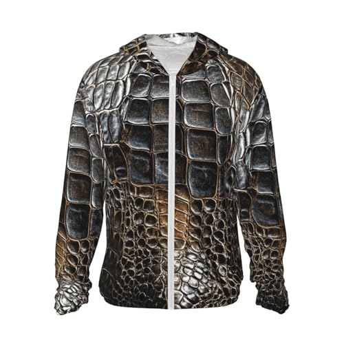 UPF 50+ Sun Protection Hoodie Long Sleeve Alligator Skin Sun Shirt Rash Guard Fishing Shirts for Men