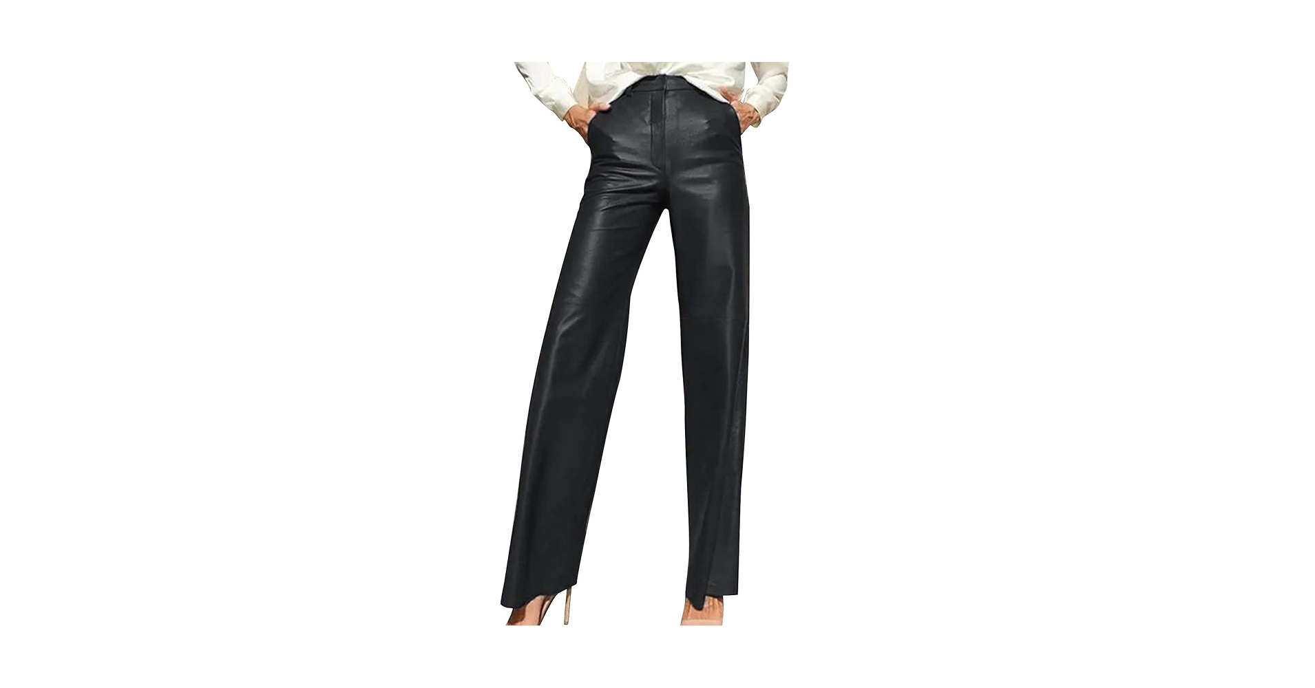 Faux Leather Pants for Women Straight Wide Leg Vintage