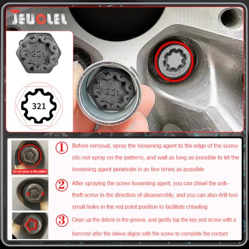 Image of 321 Wheel Locking Nut Key for Mercedes Benz, Lug Nut Removal Tool