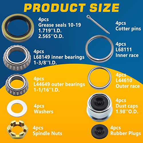Grepspud LS-QCKIT2-2 4Sets L68149 L44649 Trailer Axle Hub Bearings Kit thumb #1
