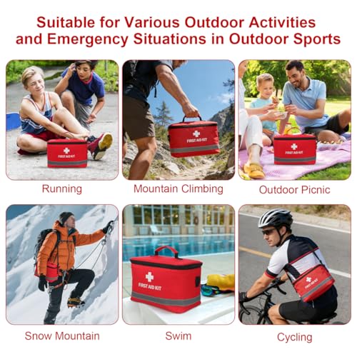 Image of DOITOOL Portable First Aid Bag Empty Medical Storage Bag Red Shoulder Medicine Pouch First Aid Organizer for Camping Hiking Home Car Outdoor Travel