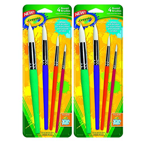 Crayola Big Paint Brushes (4 Count Round), Great for Kids - 2 Pack