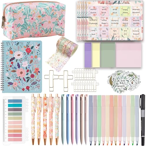 Kit de estudio bíblico con cuadernos y pestañas para diario cristiano