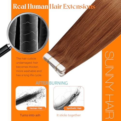 Image of Sunny Hair Tape in Hair Extensions Human Hair Copper Orange