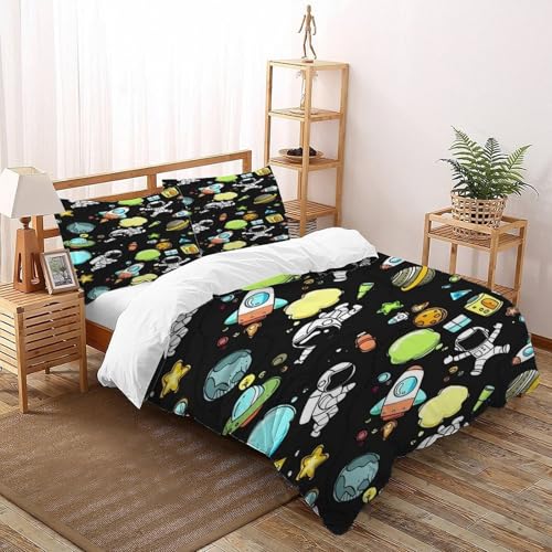 Housse de couette astronaute 260x220 cm avec 2 taies d'oreiller