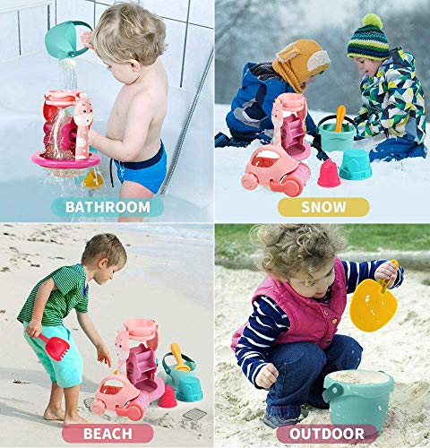 image for ISKYDRAW 27pcs Kids Beach Sand Toys Set with Pop Up Play Tent, Colorfu