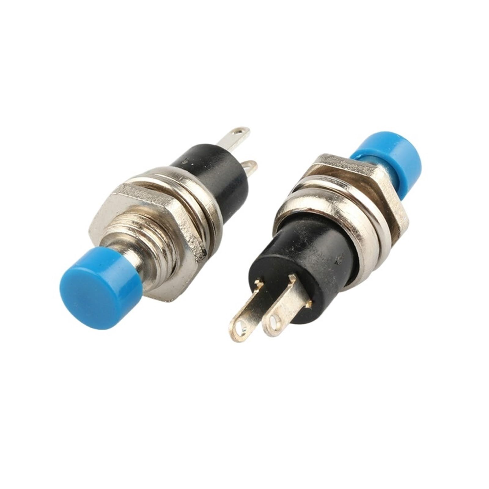 KUKEUC77Q 6pcs Small Round Button PBS-110/NO PBS-111/NC 2 Foot Self-resetting No Lock Switch 7MM Miniature Color Mixing(Blue,PBS-111 NC)