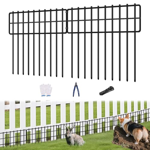 KYATE Garden Fence Animal Barrier 30 Panels No Dig Fence 42.5ft(L) x13in(H) Rustproof Metal Defense Border Dogs Rabbits Blocker Fence for Outdoor Yard & Patio