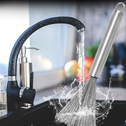 Image of Pot Brush, Stainless Steel Pot Brush, Kitchen Pot Brush, Bowl Brush, Cooking Broom,Metal Scrubbers for Cleaning Dishes,Dish Brush,25cm Cleaning Brush. (4)