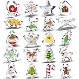 NINGESHOP Moldes Galletas Navidad 20 piezas, Cortadores de Galletas de Navidad, Moldes para Galletas de Acero Inoxidable para Navidad, Papá Noel, Hombre de Jengibre, muñeco de nieve, árbol de Navidad