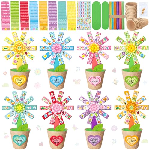 Motipuns 48 Pack Flower Pot Paper Craft Kits Summer Make