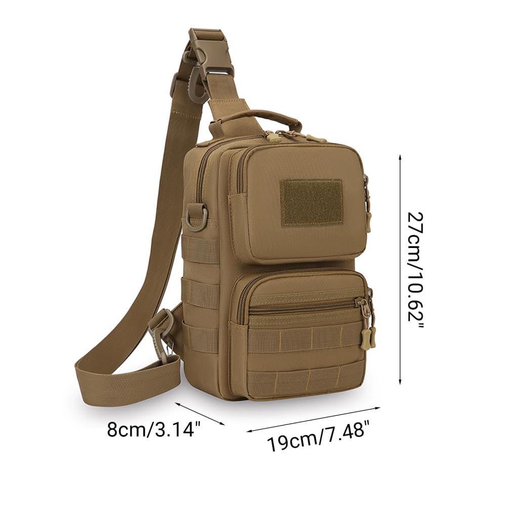 MiOYOOW Borsa Petto Tattico Militare, Multifunzionale Zaino Monospalla, Borsello a Tracolla con Tracolla Staccabile, per Campeggio Ciclismo Escursione Hiking Sport