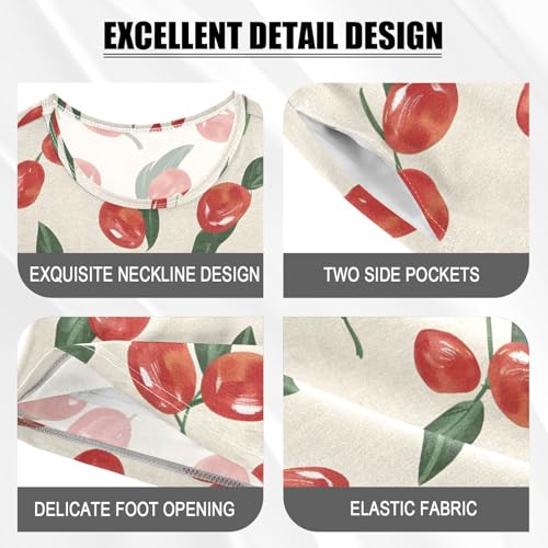 ALAZA Red Date Leaves Pajamas Short Sleeve 2 Piece Sleepwear Top and Bottom Pajama Set Unisex4