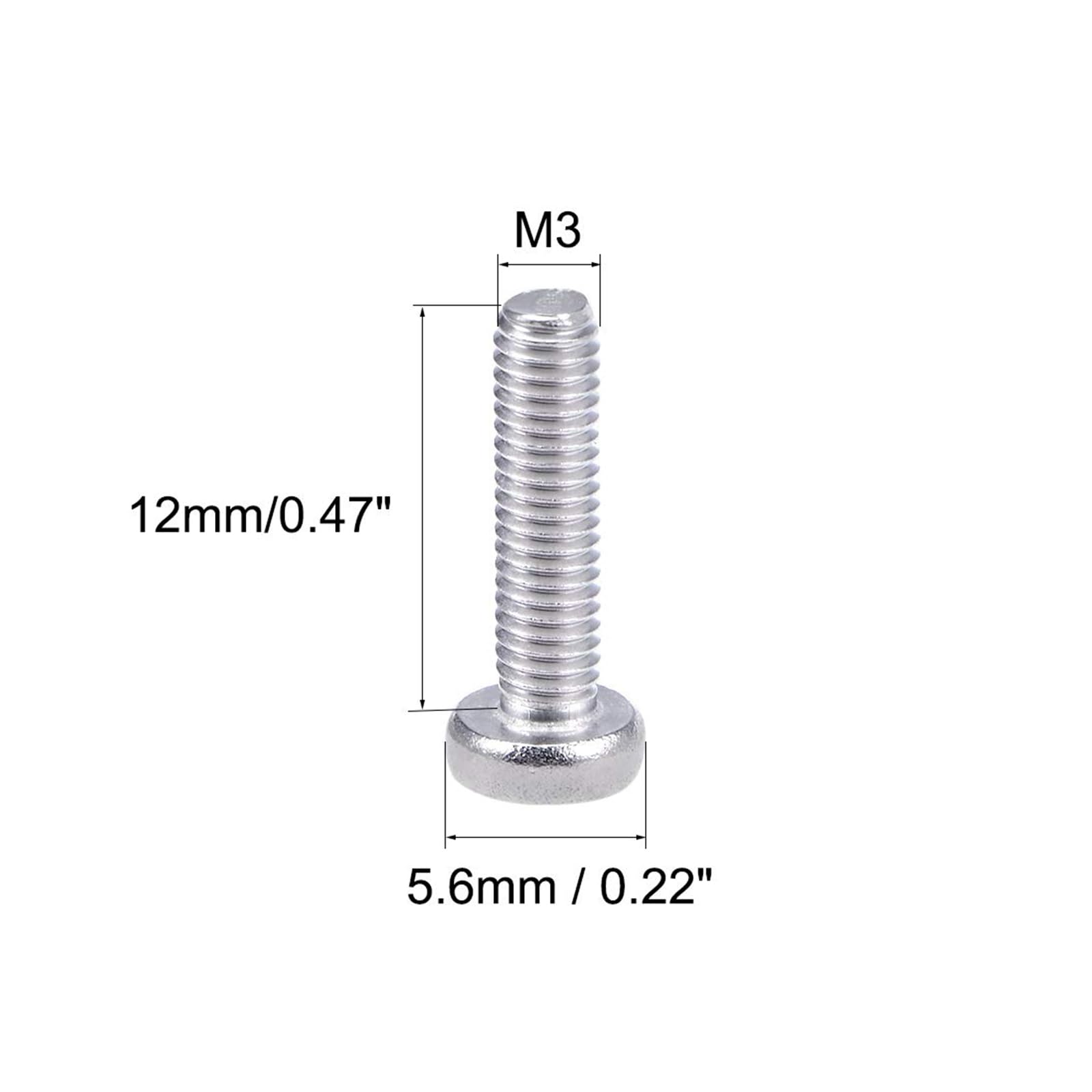 MACHSWON M3x12mm Machine Screws Pan Phillips Cross Head Screw 304 Stainless Steel Round Head Cross Screw Fasteners Bolts 30Pcs - Image 3
