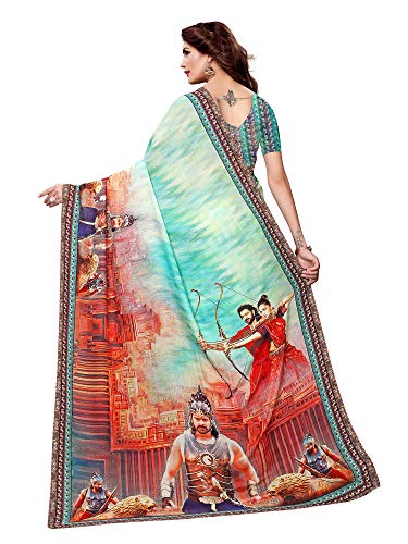 Image of AKHILAM Women's Bahubali Digital Printed Art Silk Saree with Blouse Piece (BHBLI Parent)