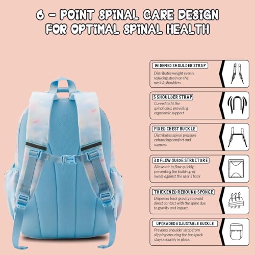 Image of Elios Rainbow Series 17-Inch School Backpack for Boys and Girls | Ages 6-10 Y | Multi-Compartment, Lightweight & Water-Resistant Bag, 2-6 Grade Ideal for School & Travel Use (Blue)