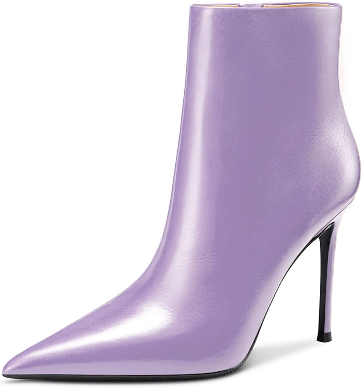 Aachcol Women Ankle Boots Short Bootie Stiletto High Heel Pointed Toe Zipper Matte 4 Inch