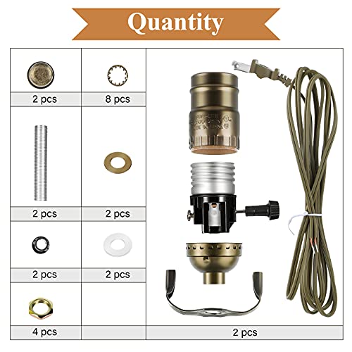 Zonon 2 Packs Lamp Repair Kit, Floor Lamp Rewire Kit, Lamp Parts Table Lamp Repair With 12 Foot Cord And 3 Way Socket Complete Hardware Set For Diy Vintage Lighting Fixtures Lamp Design #TOP4