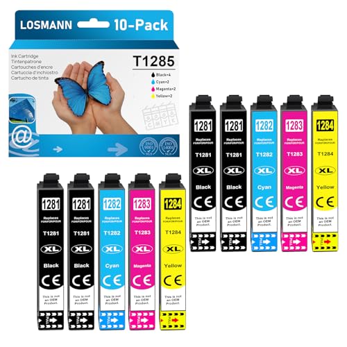 LOSMANN T1285 Cartouches d'encre compatibles pour Epson T1281 T1282 T1283 T1284 pour Stylus SX235W SX230 SX125 S22 SX130 SX420W SX425W SX430W BX305FW BX305F...