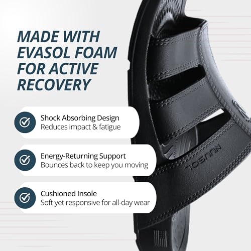 NUUSOL Stanley Slide Men Flip Flops/Sandal; Non-Slip Durable Soft-Cushion Lightweight Non-Porous Textured Footbed Orthotics Arch Support Footwear Relieve Plantar Fasciitis Feet Joints Neck & Back Pain3