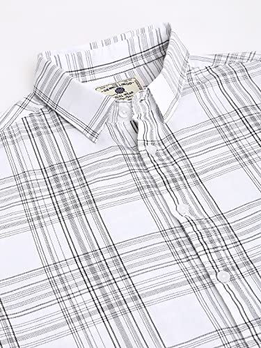 Image of Dennis Lingo Men's Checkered Slim Fit Cotton Casual Shirt with Spread Collar & Full Sleeves
